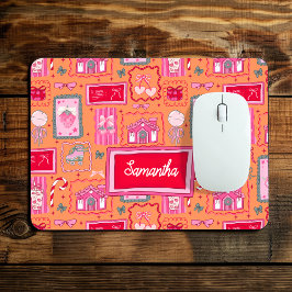 Orange Coquette aesthetic girly whimsical pattern Mousepad