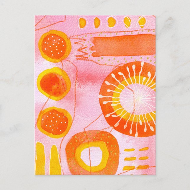 Orange Coral Abstract Postcard Postkarte (Vorderseite)