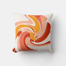 Orange Coral auf Off-White Abstrakt Art Blume Kissen
