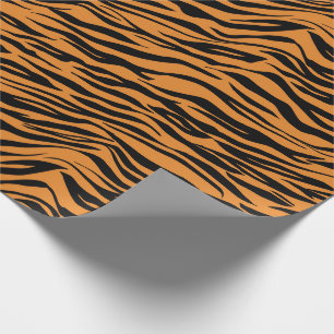 Orange Coral Black Tiger Animal Skin Abstrakt Glam Geschenkpapier