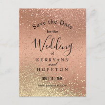 Orange Coral & Gold Glitzer - Save the Date