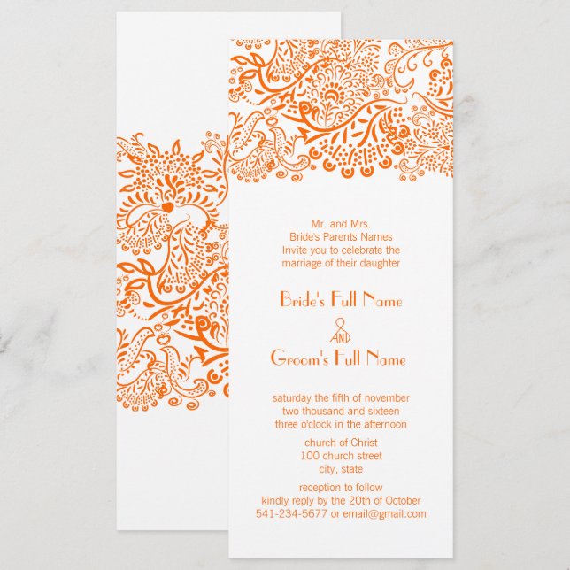 Orange Coral Love Bird Wedding Einladung (Vorne/Hinten)