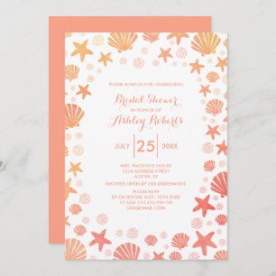 Orange-Coral Sea Things Bridal Dusche Einladung