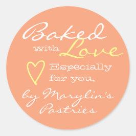 Orange Coral Simple Made with Liebe Heart Pastel Runder Aufkleber