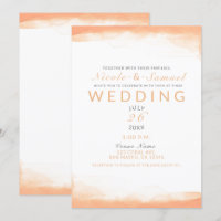 Orange Coral Watercolor Moderne schicke Hochzeit