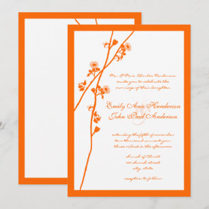 Orange Coral Wildblume Branch Wedding Einladungen