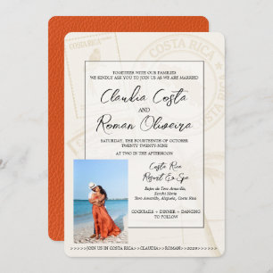 Orange Costa Rica Passport Hochzeitseinladung Einladung