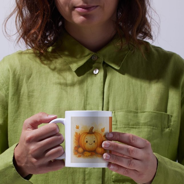 Orange Cosy Fall vibes Pumpkin Blätter Kaffeetasse (Von Creator hochgeladen)