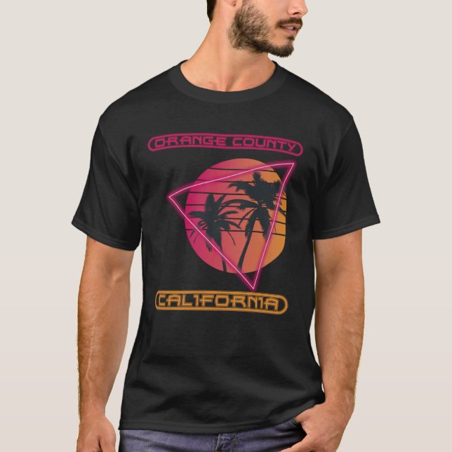 Orange County Beach California Palm trees Ocean Su T-Shirt (Vorderseite)