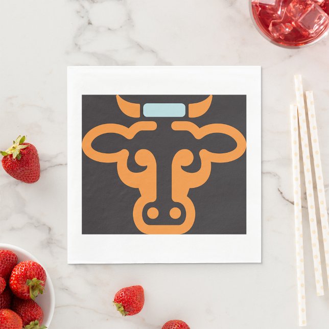 Orange Cows Head Paper Napkins Serviette (Von Creator hochgeladen)