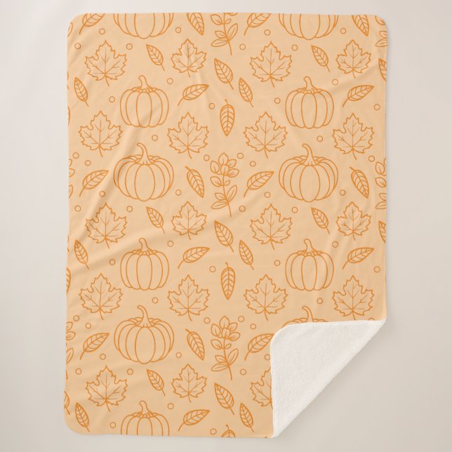 Orange Cozy Autumn Fall Harvest Design Sherpadecke (Vorderseite)
