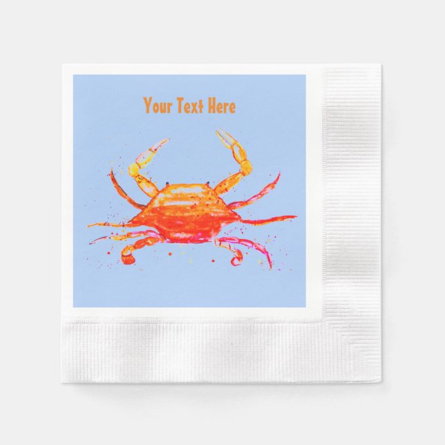 Orange Crab Blue Vintag Boho Beach Party Serviette (Vorderseite)