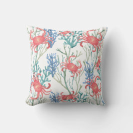 Orange Crabs Blue Aquamarin Coral Reef Meereswelt Kissen