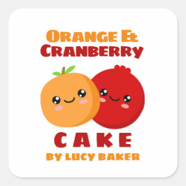 Orange & Cranberry Cake Quadratischer Aufkleber
