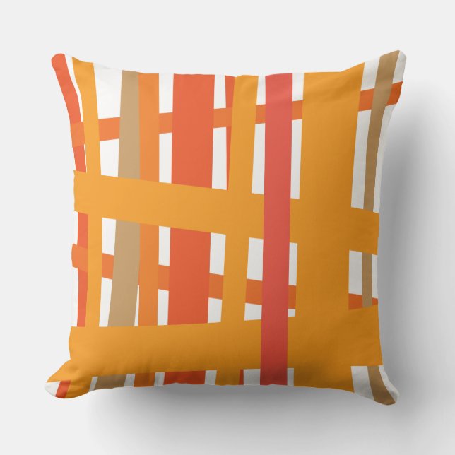 ORANGE CRAZY LINES DESIGN Retro Throw Kissen (Vorderseite)
