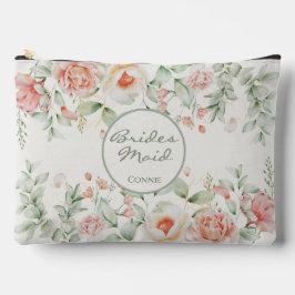Orange Cream and Sage Floral Bridesmaid Zubehörtasche