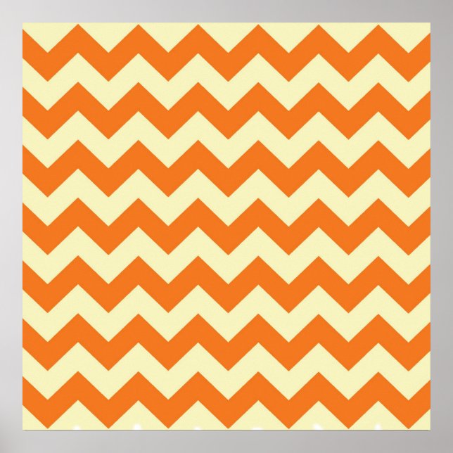 Orange Cream Citrus Zickzack ZigZag Streifen Gesch Poster (Vorne)