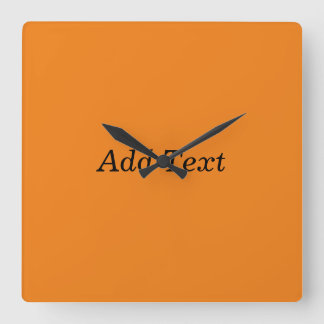 Orange Create Your Own Add Text Custom Quadratische Wanduhr