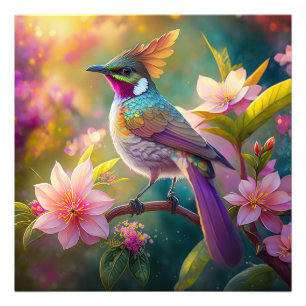 Orange Created Rainbow Jay Fantasy Bird Fotodruck