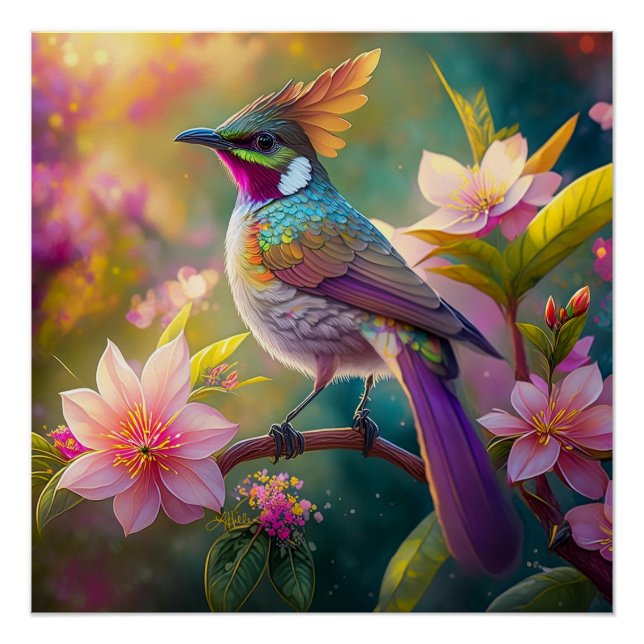 Orange Created Rainbow Jay Fantasy Bird Poster (Vorderseite)