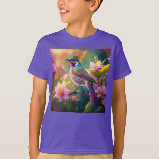 Orange Created Rainbow Jay Fantasy Bird T-Shirt (Vorderseite)