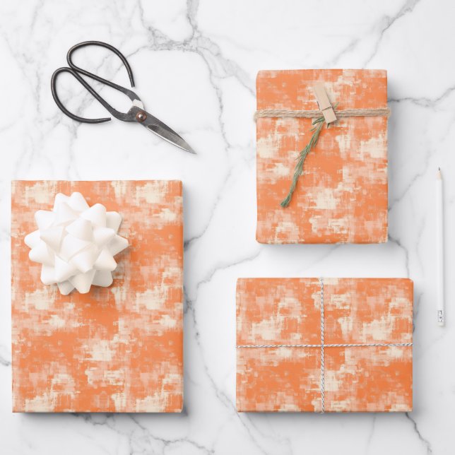 Orange & Creme Abstrakte Farbe Geschenkpapier Set (Vorderseite)