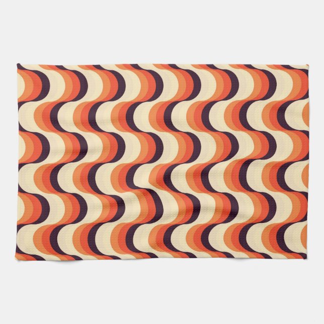 Orange, Creme, Retro Jahr-abstrakte Kunst Browns Handtuch (Horizontal)
