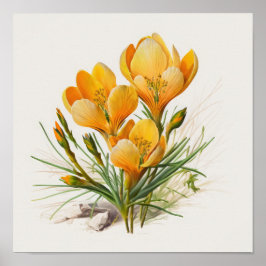 Orange Crocus Blume Art Print Poster