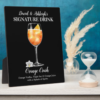 Orange Crush PERSONALISIERT Signature Drink Plaque Fotoplatte