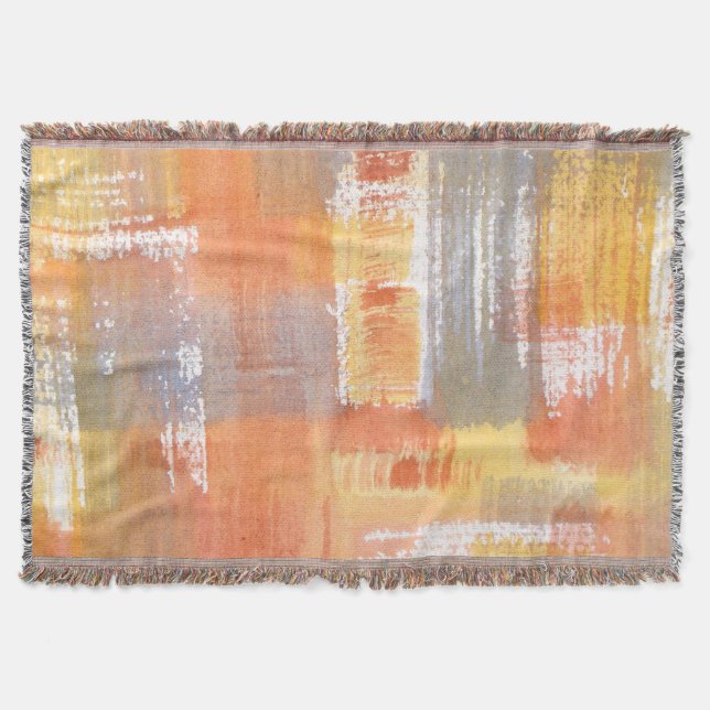 Orange Crush Wasserfarbe Abstrakt Decke (Vorderseite)