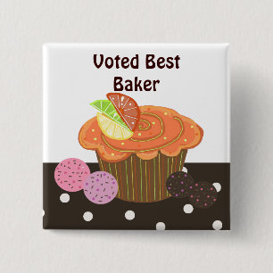 Orange Cupcake Best Baker Button