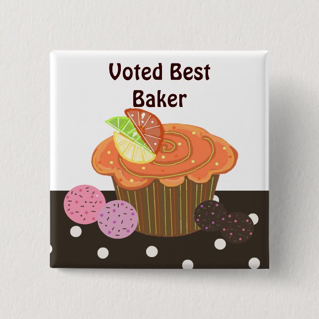 Orange Cupcake Best Baker Button (Vorderseite)