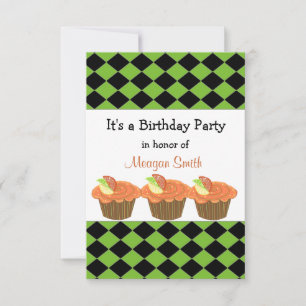 Orange-Cupcake-Geburtstagseinladung Einladung