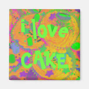 Orange Cupcakes "i Liebe cake" Kühlschrankmagnet Magnet