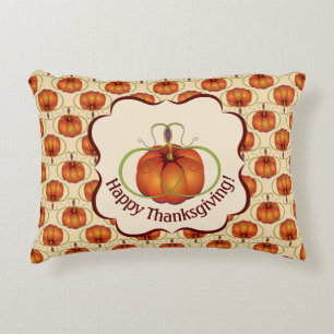 Orange Curvy Pumpkin Autumn Pattern Zierkissen