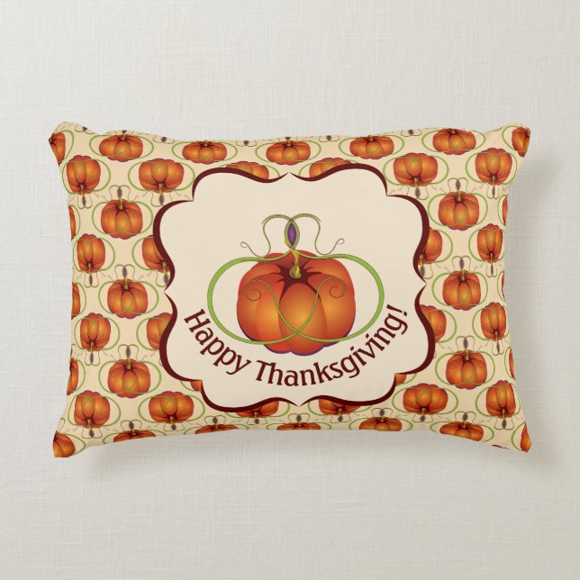 Orange Curvy Pumpkin Autumn Pattern Zierkissen (Vorderseite)