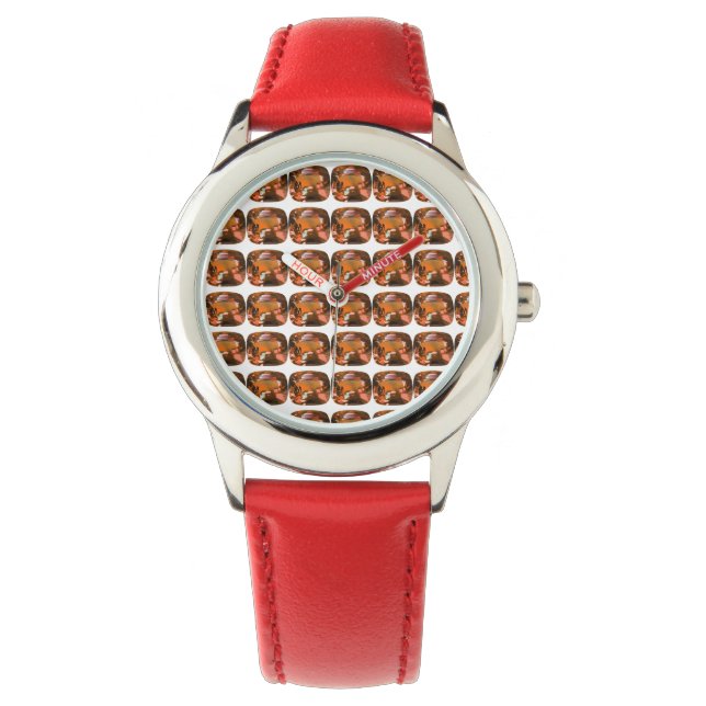 Orange Cushion-cut Pattern Armbanduhr (Vorderseite)