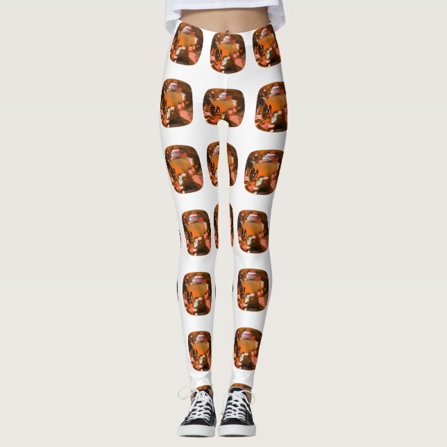 Orange Cushion-cut Pattern Leggings (Vorderseite)
