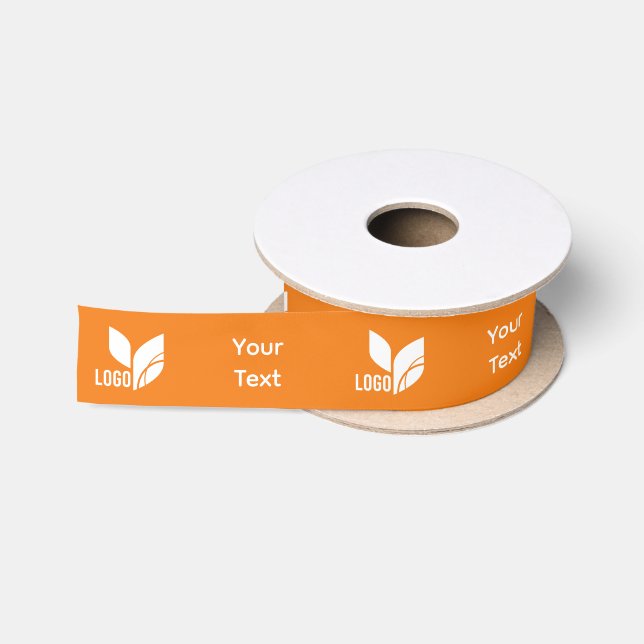 Orange Custom Business Logo und Text Satinband (Spule)