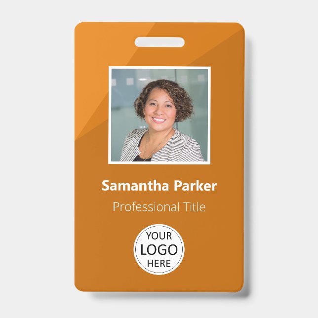 Orange Custom Employee - Foto-ID, Logo, Bar-Code Ausweis (Vorderseite)