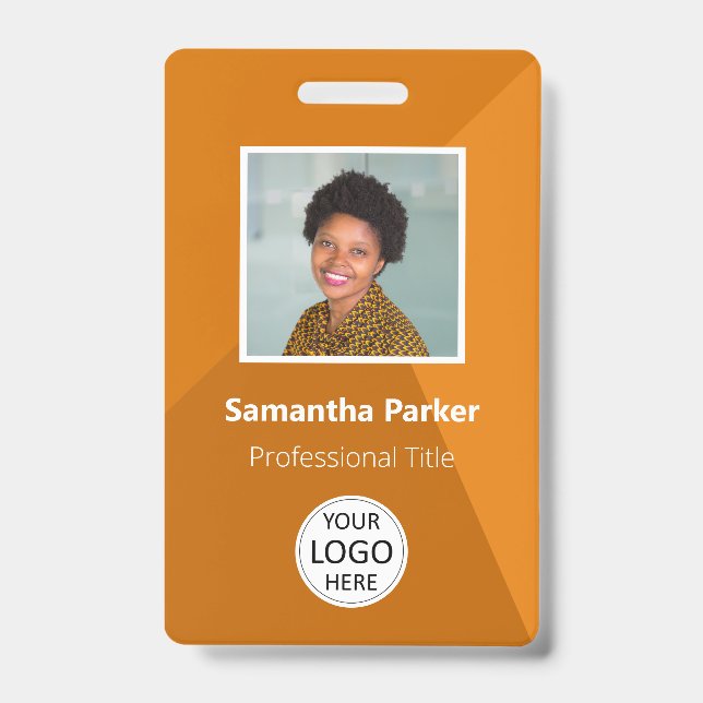 Orange Custom Employee - Foto-ID, Logo, Bar-Code Ausweis (Vorderseite)