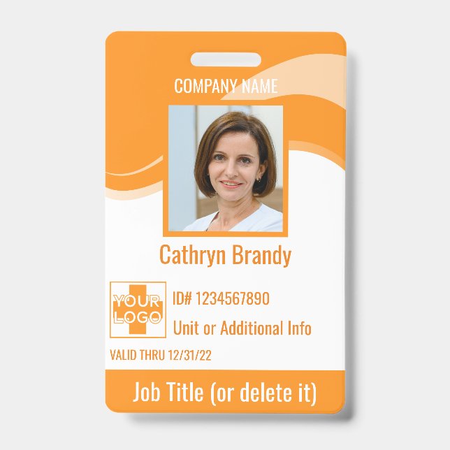 Orange custom Employee Security Id, Logo, Bar Code Ausweis (Vorderseite)