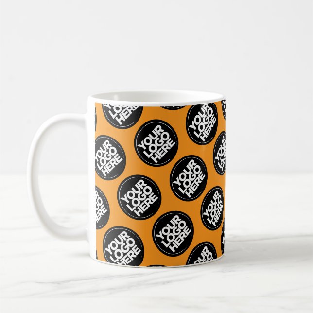 Orange Custom-Logo Geschäftsmuster Mitarbeiter Kaffeetasse (Links)