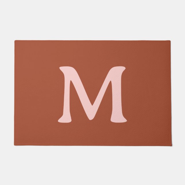 Orange Custom Monogram Burnt Fußmatte (Vorderseite)