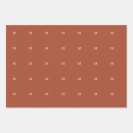 Orange Custom Monogram Burnt Geschenkpapier Set