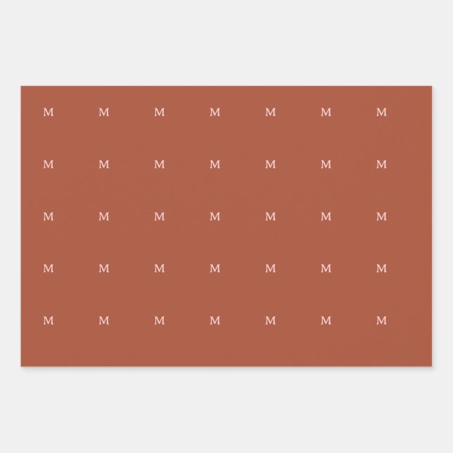 Orange Custom Monogram Burnt Geschenkpapier Set (Vorderseite)