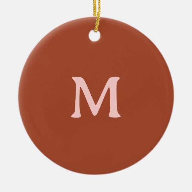 Orange Custom Monogram Burnt Keramik Ornament (Vorne)