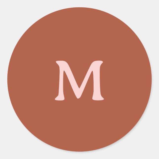 Orange Custom Monogram Burnt Runder Aufkleber (Vorderseite)