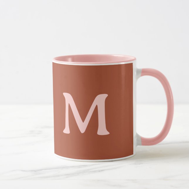 Orange Custom Monogram Burnt Tasse (Rechts)