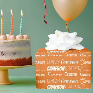 Orange Custom Typografy Collage Geburtstag Geschenkpapier
